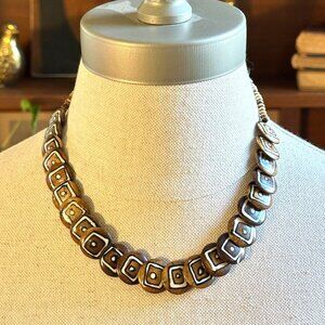 Vintage Brown Ceramic Bead Necklace, 18" Boho